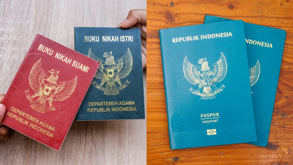 Buku nikah dan passport. (Kolase/IST)