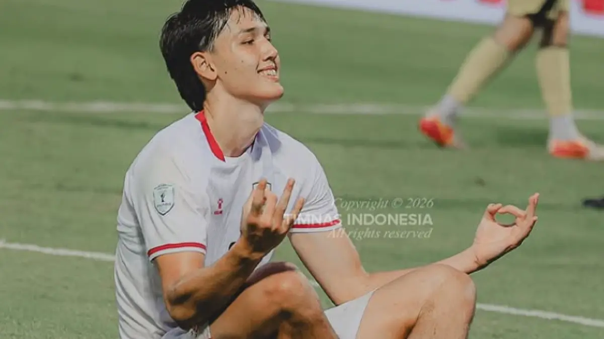 Selebrasi Mitchell Baker setelah mencetak gol dalam kemenangan Timnas Indonesia atas Timor Leste di ASEAN Championship 2026. (instagram timnas Indonesia)
