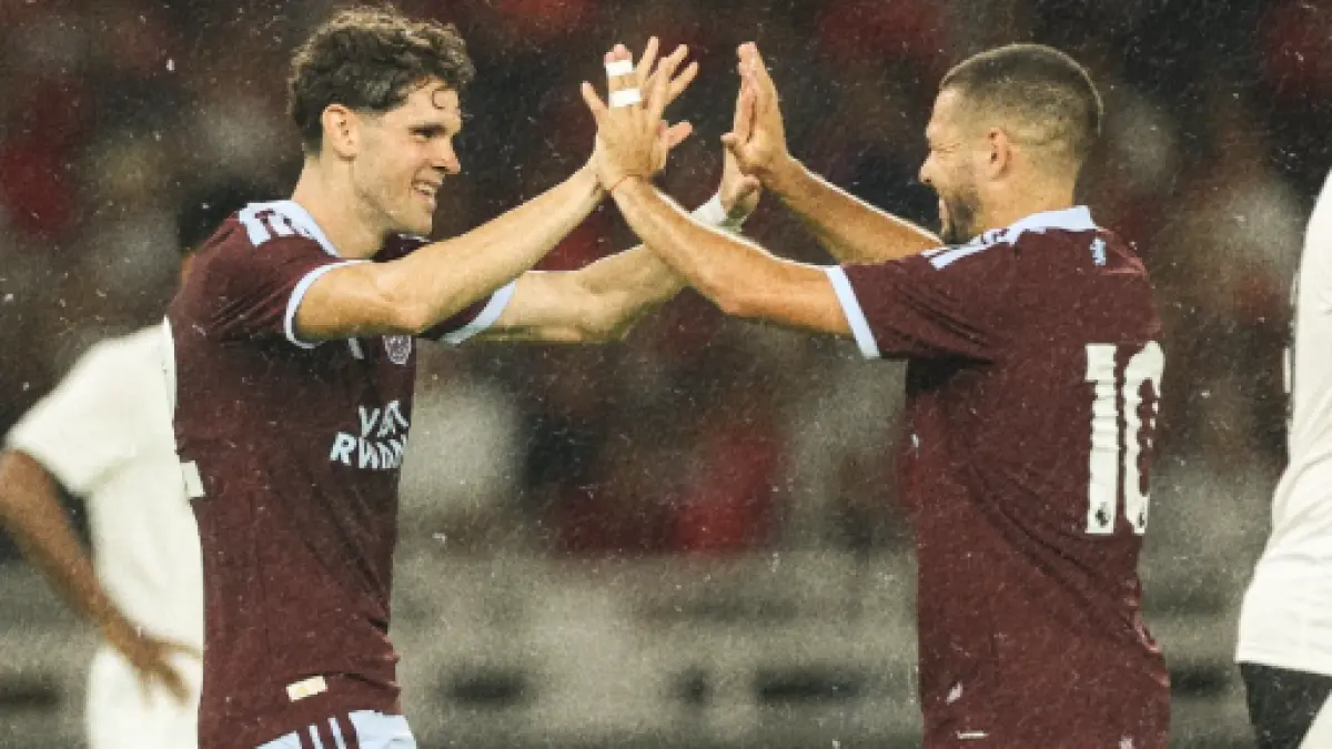 Selebrasi pemain Aston Villa dalam kemenangan atas Indonesia All Star. (instagram)
