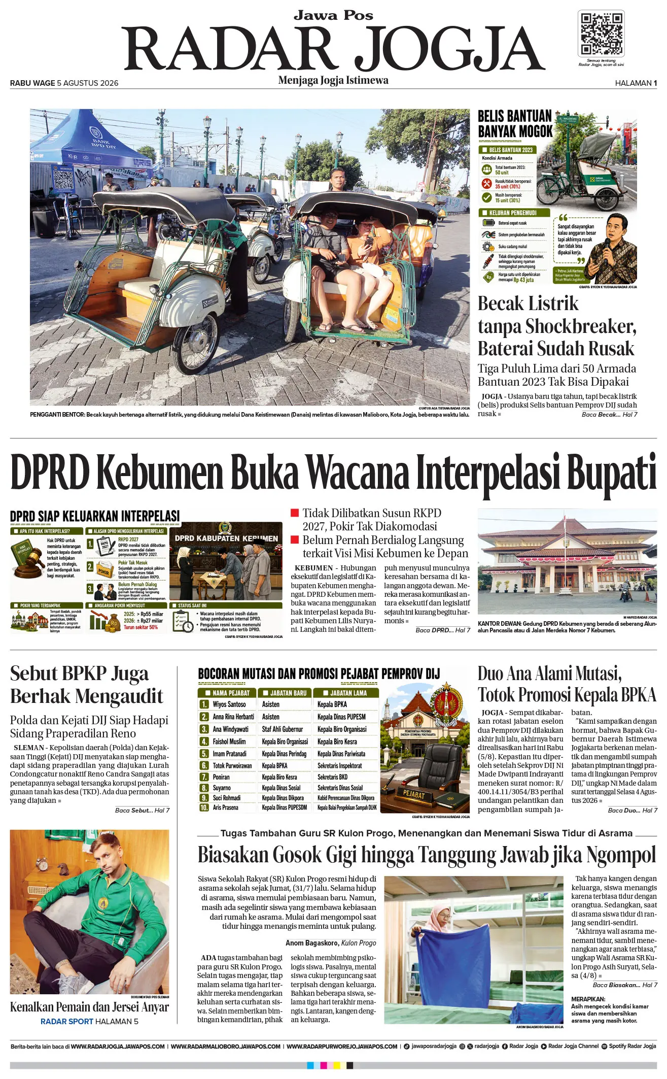 Jawa Pos Radar Jogja edisi Rabu 5 Agustus 2026
