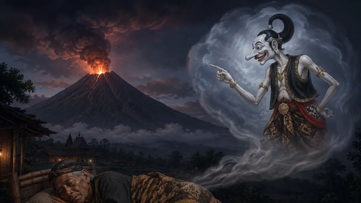Ilustrasi Mbah Petruk yang sedang memberi wangsit. (AI Generated)