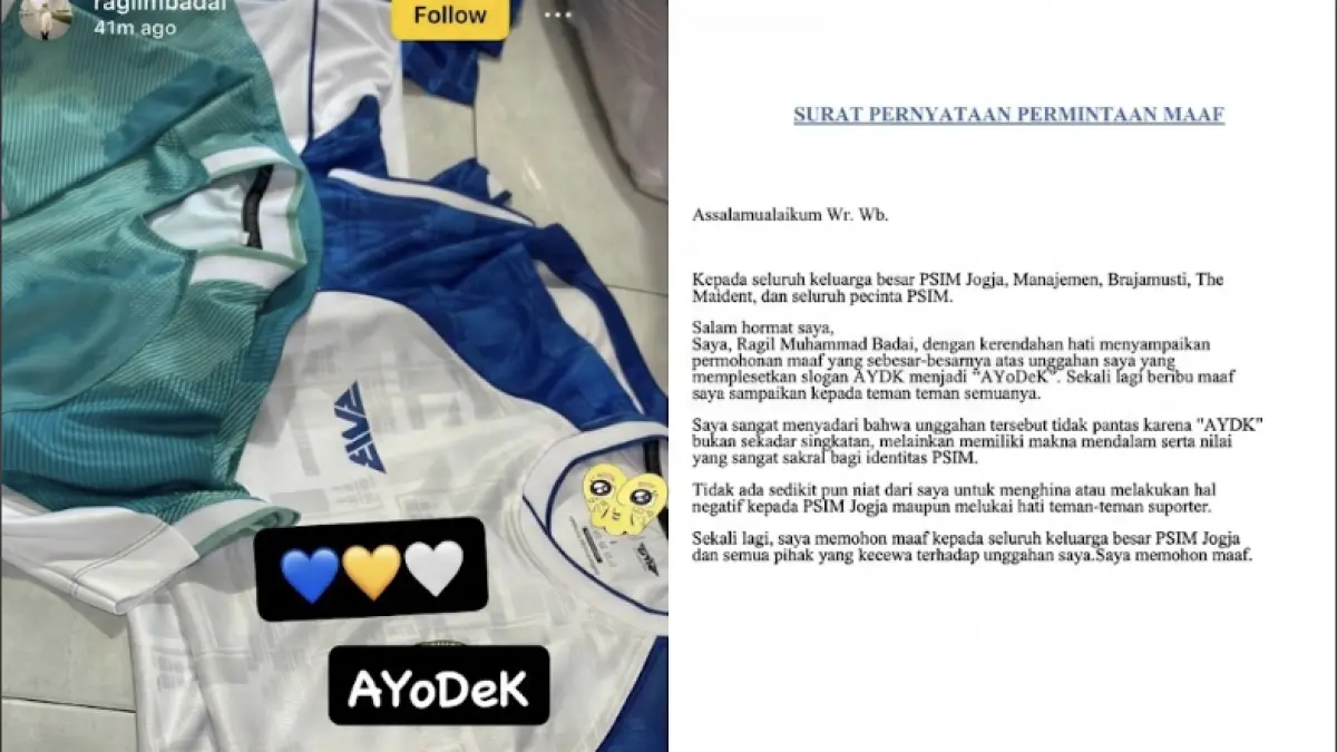 Foto aparel dan klarifikasi permohonan maaf
