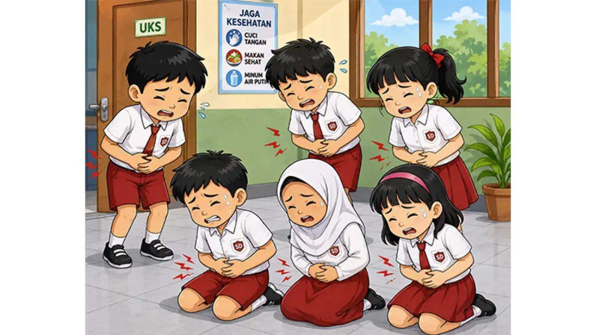 Ilustrasi siswa SD keracunan MBG