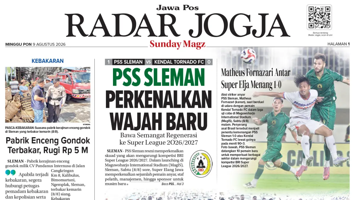 RADAR JOGJA, EDISI MINGGU, 9 AGUSTUS 2026