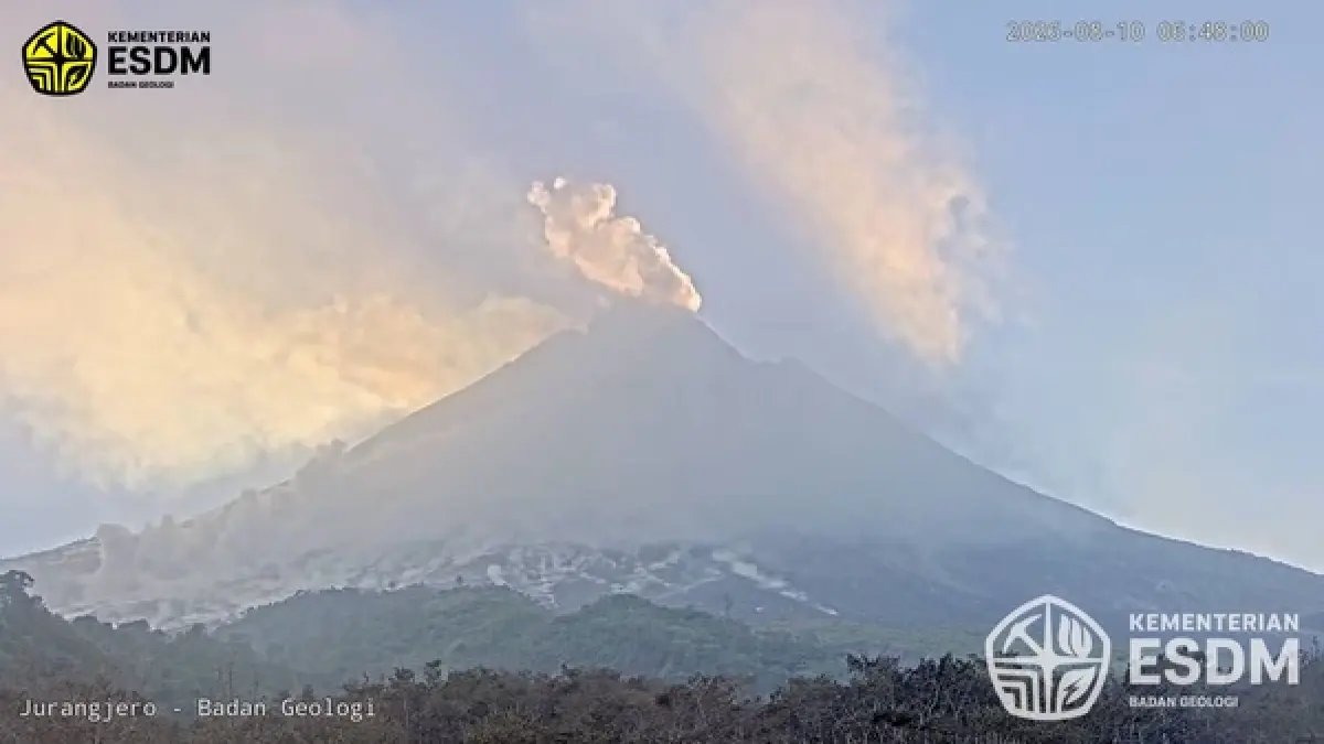 Awan panas guguran Gunung Merapi, Senin 10 Agustus 2026. 
