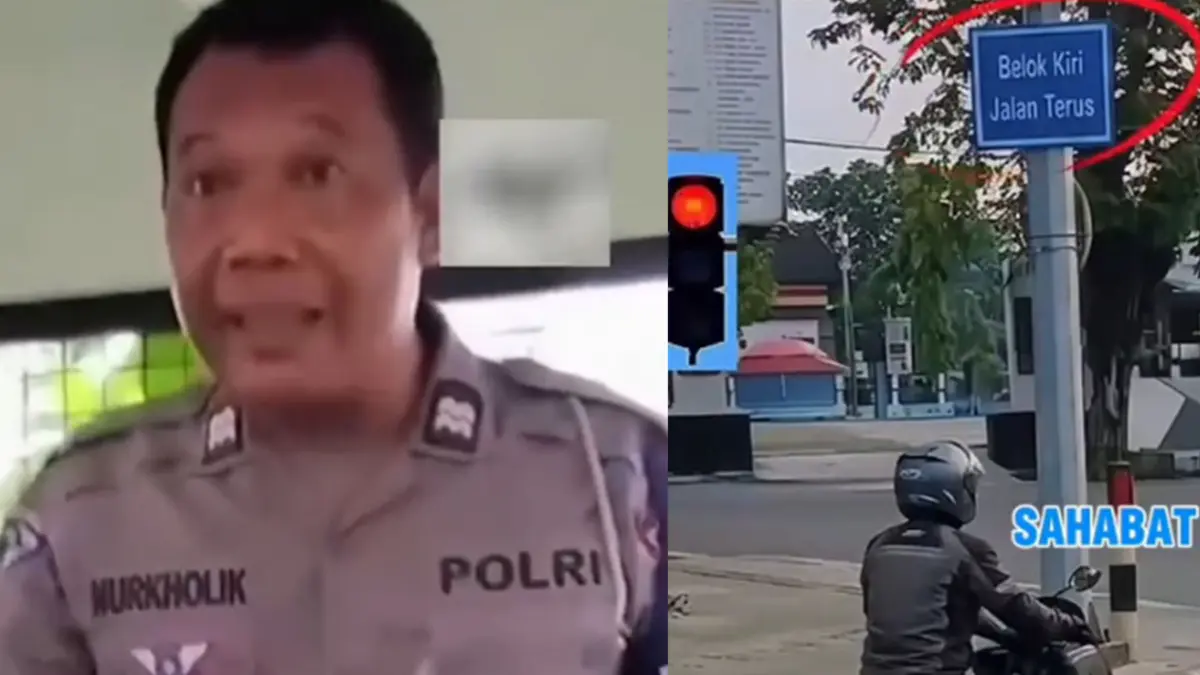 Aksi pengendara motor debat dengan polisi terkalit aturan lalu lintas. (Tangkapan IG/@sahabatpropam)
