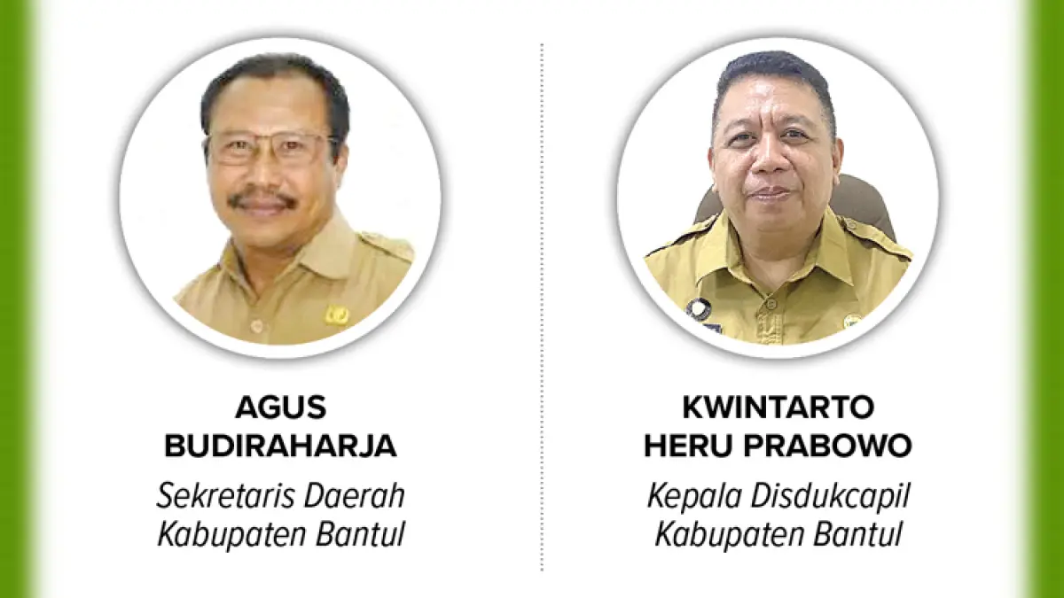 Sekretaris Daerah Kabupaten Bantul, Agus Budiraharja dan Kepala Disdukcapil Kabupaten Bantul, Kwintarto Heru Prabowo