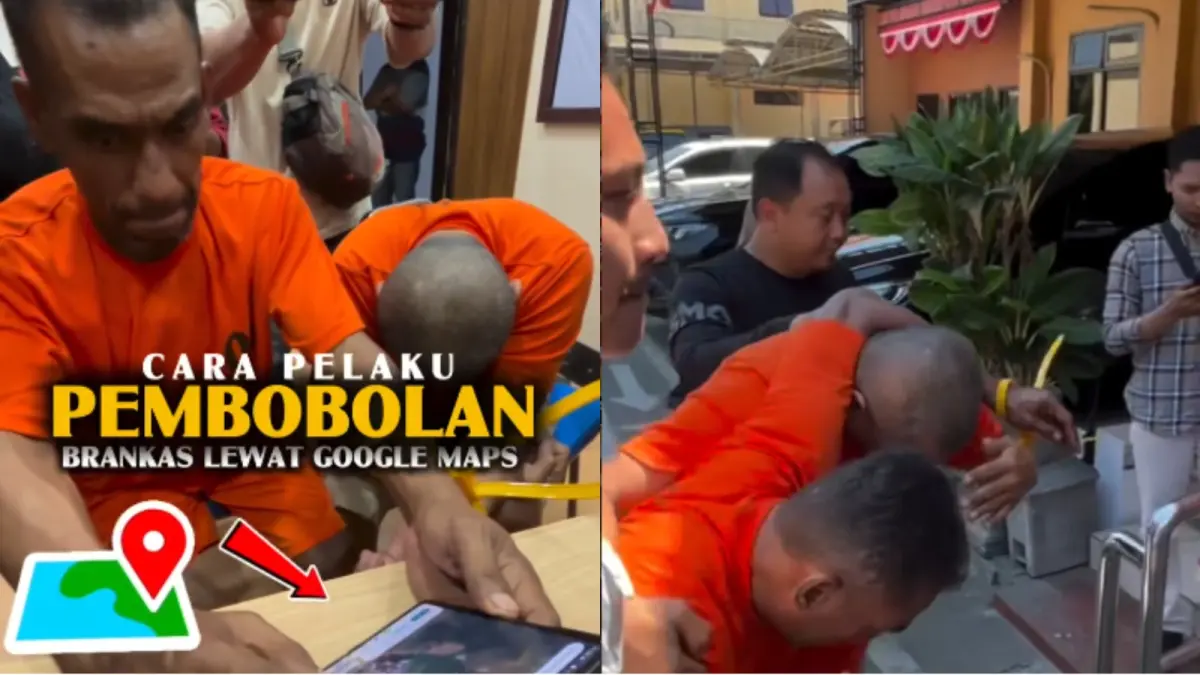 Pelaku pembobol brankas Universitas KH Abdul Chalim (UAC). (Kolase: Instagram/polres_mojokerto)