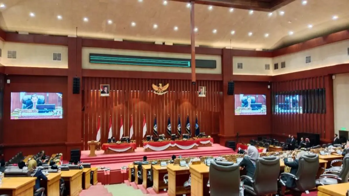 RAPUR: Rapat paripurna untuk mendengar pidato kenegaraan presiden di Kantor DPRD Sleman Jumat (14/8).&nbsp;(Delima Purnamasari/Radar Jogja)
