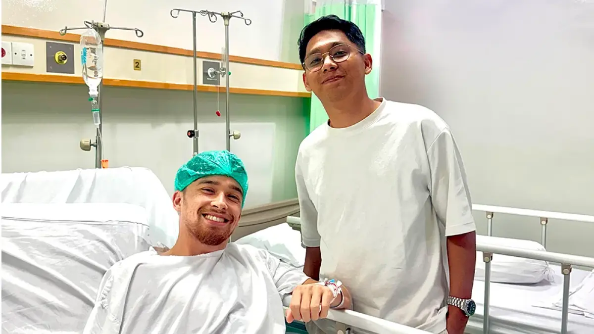 Jordy Wehrmann setelah jalani operasi. (Ileague)