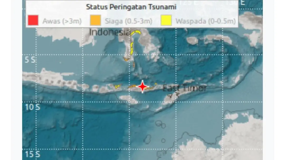 Update gempa NTT berkekuatan magnitudo 7,7 berpotensi tsunami. (BMKG) 