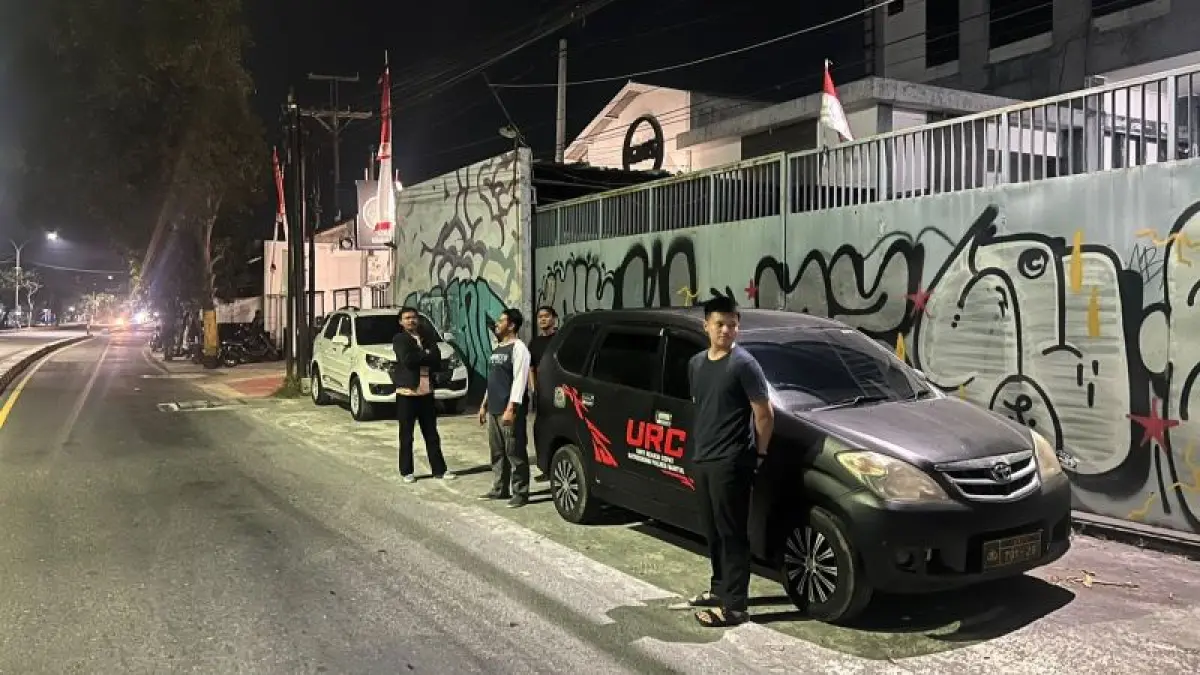 Petugas URC Satreskrim Polres Bantul sedang melakukan patroli malam. (Dokumentasi Polres Bantul)