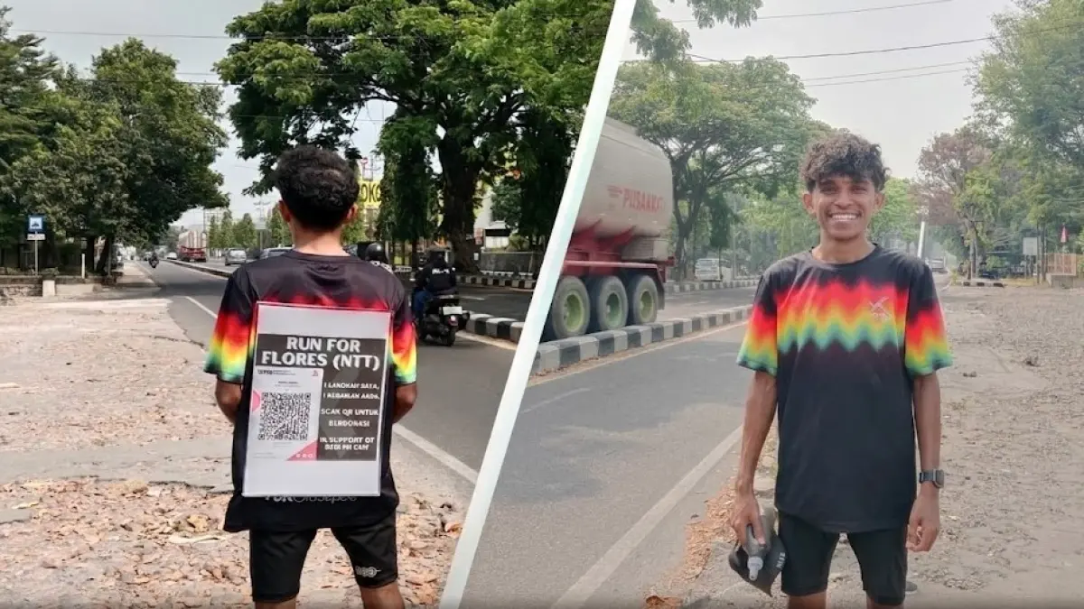 Adi saat ditemui tengah berlari di area Ring Road Utara - Delima Purnamasari/Radar Jogja