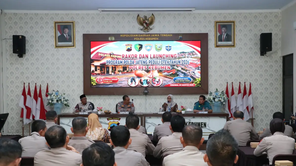 Kapolres Kebumen AKBP I Putu Bagus Krisna Purnama memimpin peluncuran program Polda Jawa Tengah Peduli CTEV di Gedung Tribrata Polres Kebumen, Kamis (20/8). (Dokumentasi Polres Kebumen)
