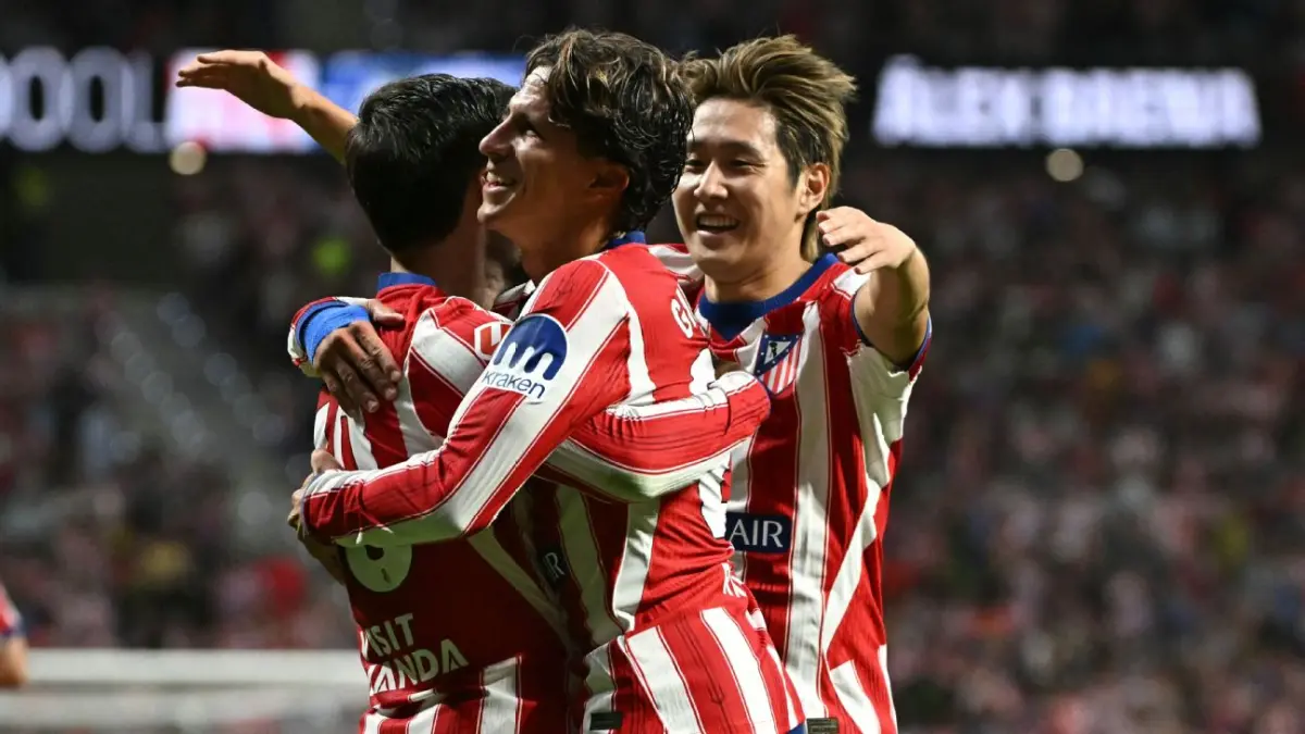 Selebrasi para pemain Atletico Madrid dalam kemenangan atas Malaga di laga pembuka LaLiga musim 2026/2027.