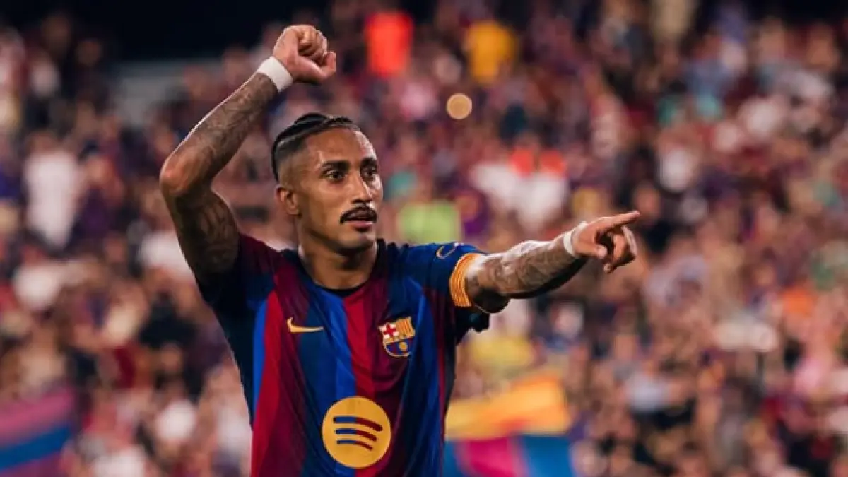Selebrasi Raphinha dalam kemenangan Barcelona atas Al Ahly di Joan Gamper 2026.
