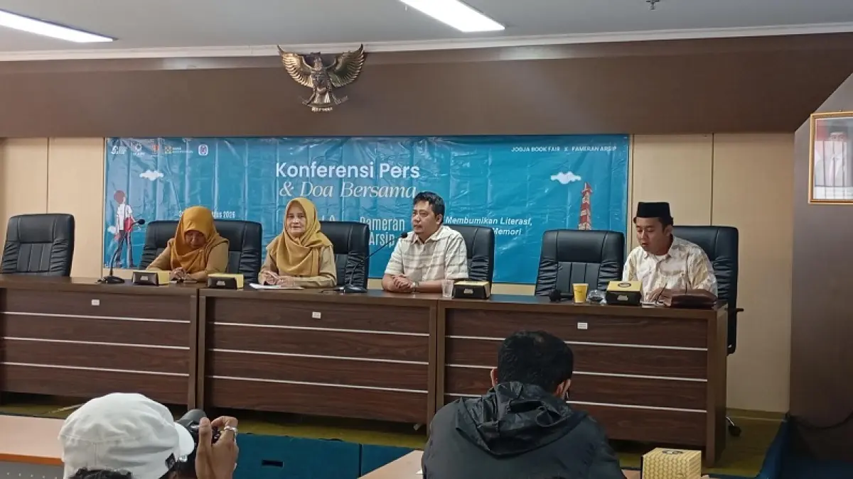 DIGELAR KEMBALI: Suasana jumpa pers Jogja Book Fair x Pameran Arsip Keistimewaan yang diselenggarakan di Kantor DPAD DIY, Senin (24/8/2026). IWAN NURWANTO/RADAR JOGJA