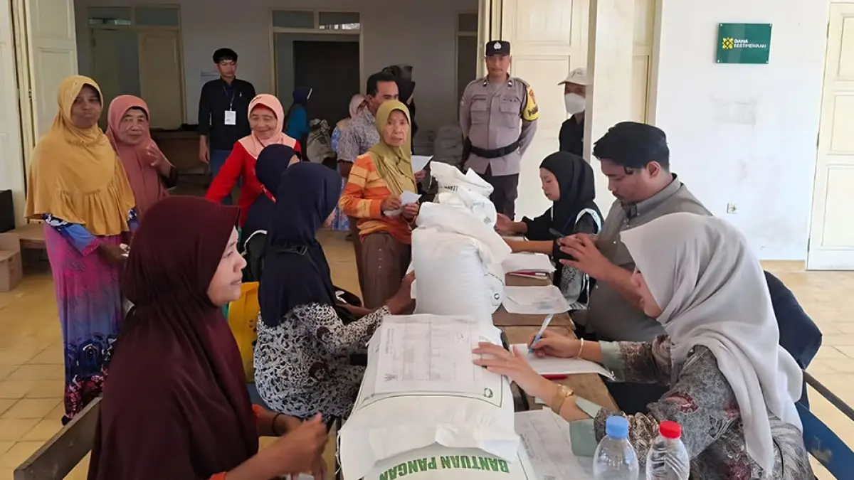 BANTUAN PANGAN: Beras Cadangan Pangan Pemerintah (CPP) yang akan disalurkan kepada masyarakat penerima bantuan di Kapanewon Gedangsari, Gunungkidul.&nbsp;Dzika Fajar/Radar Jogja
