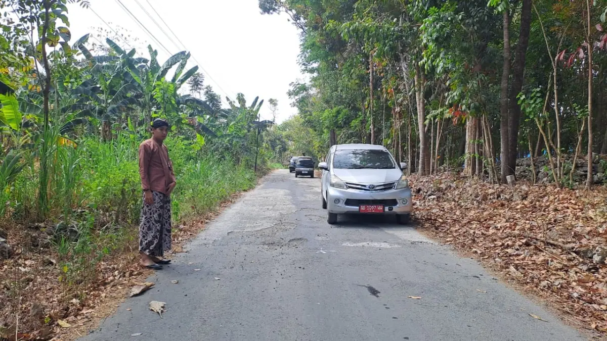 Kondisi ruas Jalan Getas-Srikoyo, Kapanewon Playen, Gunungkidul. (Dzika Fajar/Radar Jogja)