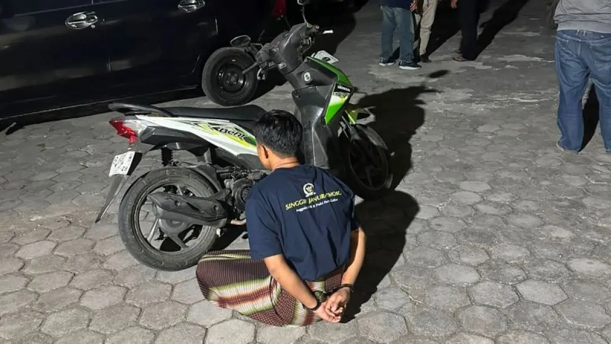 Pelaku begal motor di Jalan Sumberagung yang ditangkap di rumahnya Bantul Karang, Ringinharjo, Sewon Sabtu (5/9). (ISTIMEWA)