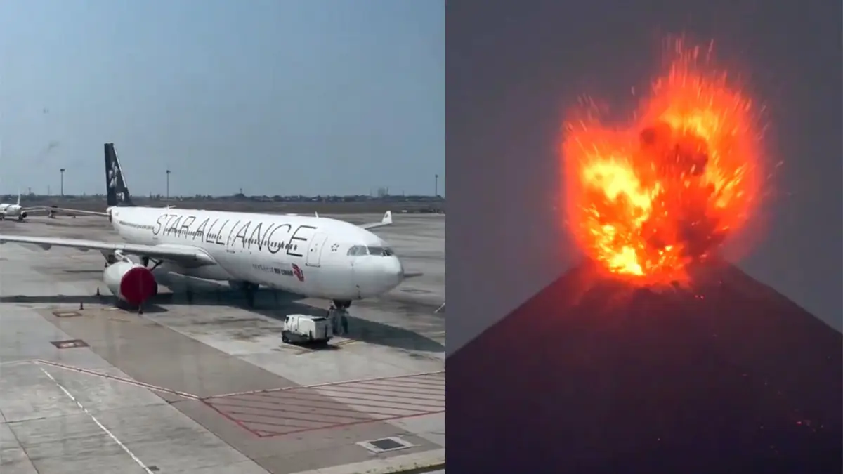 Suasana Bandara Soekarno-Hatta yang sementara oerasionalnya ditutup lantaran dampak abu vulkanik erupsi Gunung Anak Krakatau di Selat Sunda. (Kolase/X jktlife)