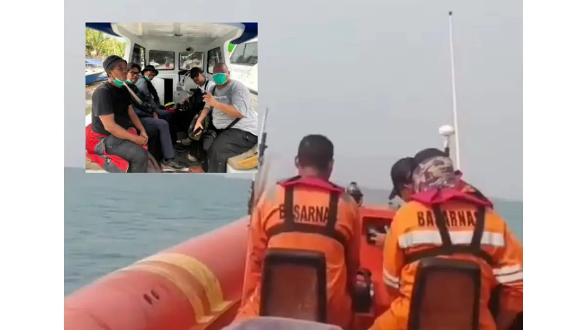 Pencarian rombongan jurnalis yang hilang di Selat Sunda terus dilakukan oleh Basarnas, Rabu (9/9/2026). (X @SalingJagaWarga dan @indepenSumatera)
