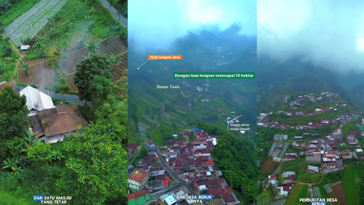Pesona Dusun Tasin, Desa Beruk, Kecamatan Jatiyoso, Kabupaten Karanganyar, Jawa Tengah yang kini tinggal nama karena ditinggalkan penduduk. (Kolase IG/@karanganyar_masa_kini)
