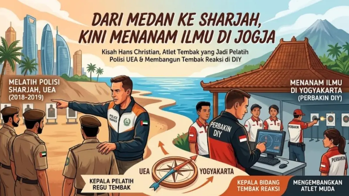Kisah Inspiratif Atlet Menembak Jogja: Hans Christian Pernah Jadi Kepala Pelatih Regu Tembak Polisi Uni Emirat Arab&nbsp;. (ilustrasi AI Image Generator)