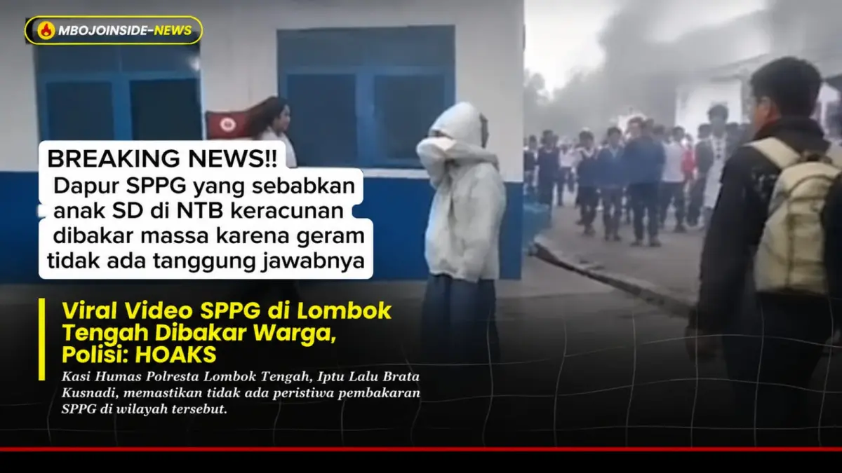 Tangkapan layar video yang beredar di TikTok dan dikaitkan dengan kasus dugaan keracunan MBG di Lombok Tengah. Video tersebut bukan rekaman pembakaran dapur SPPG di NTB (HOAKS). (Sumber: TikTok @mbojoinside)
