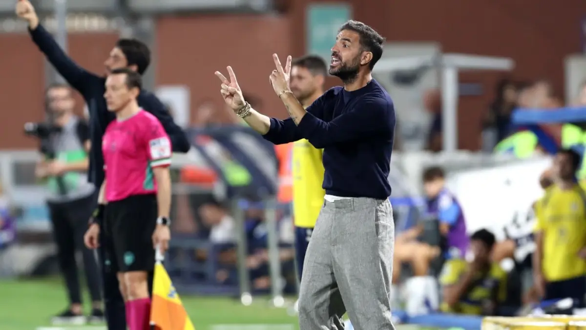 Manajer Como 1907, Cesc Fabregas, bereaksi saat pertandingan Serie A antara Como 1907 dan Parma Calcio di Stadion Giuseppe Sinigaglia pada 14 September 2026 di Como, Italia.