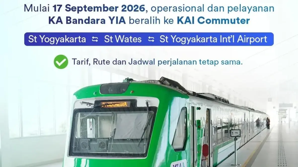 Operasional KA Bandara YIA Beralih ke KAI Commuter Mulai 17 September 2026, Rute Yogyakarta–Wates–YIA Tidak Berubah