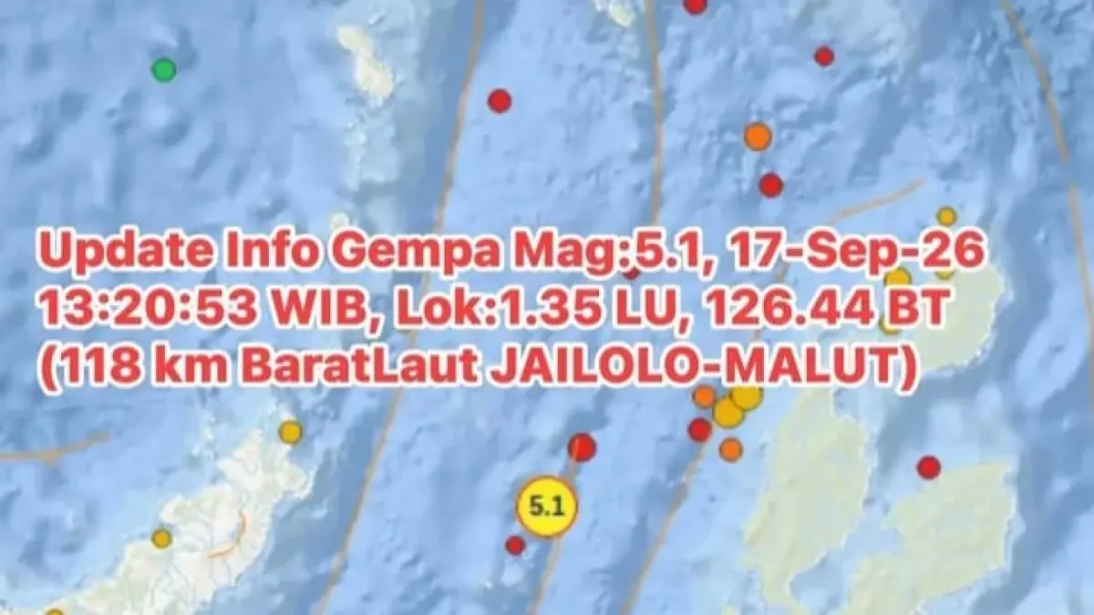 Tangkapan layar Facebook Fajar Malut terkait gempa M5,1 yang mengguncang Maluku Utara, Kamis (17/9/2026).