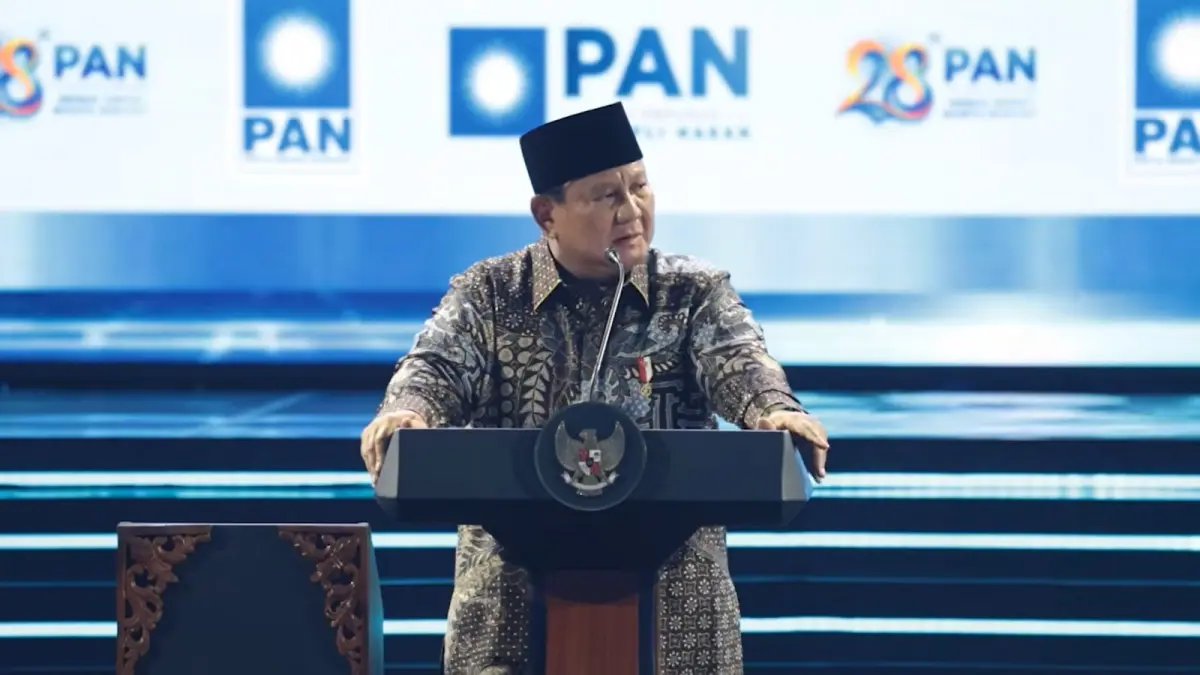 Presiden Prabowo Subianto saat menghadiri acara HUT Partai Amanat Rakyat (PAN) ke-28. (Sumber: Youtube Prabowo Subianto)