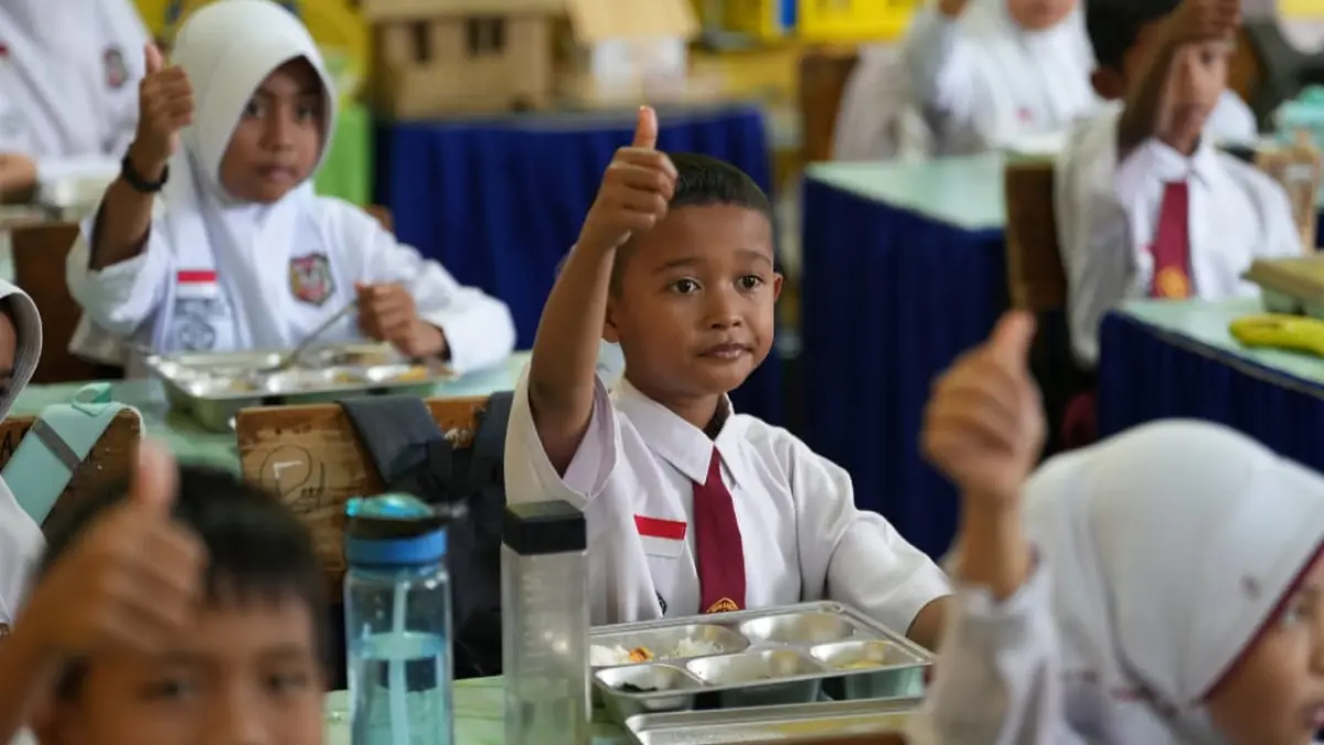 Siswa SD yang akan mengonsumsi MBG. (Sumber: Badan Gizi Nasional)