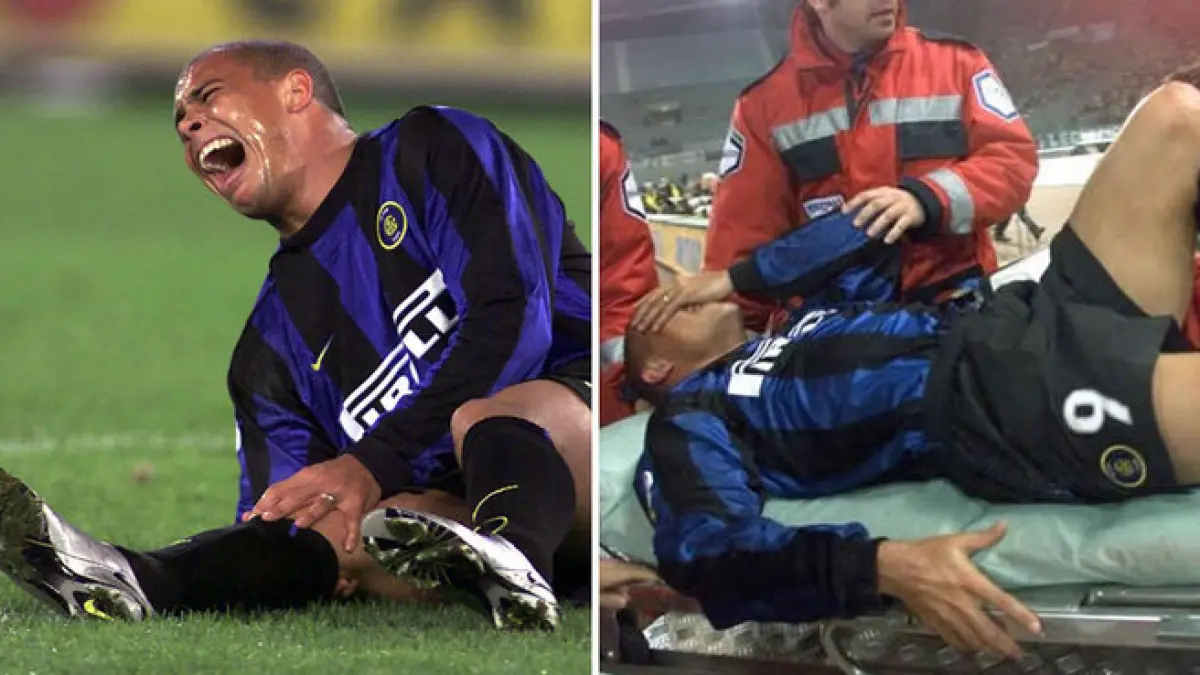 Ronaldo Nazário saat mengalami cedera parah di Inter Milan