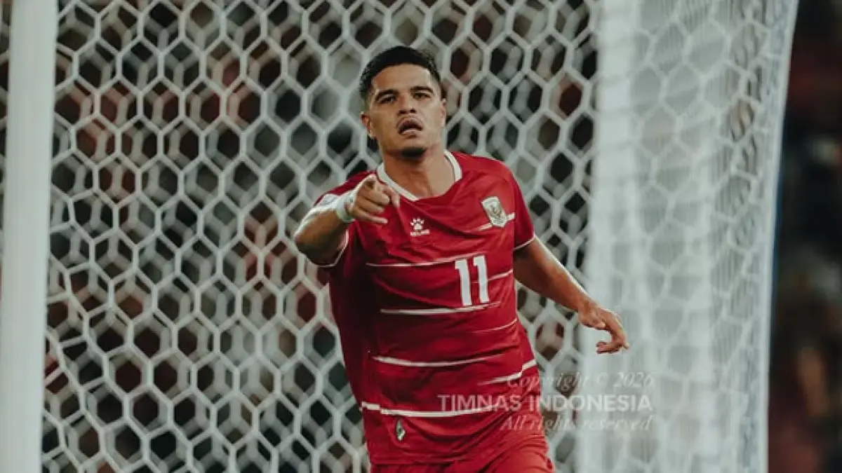 Selebrasi Ragnar Oratmangoen setelah mencetak gol dalam kemenangan Timnas Indonesia atas Singapura di FIFA ASEAN Cup 2026.