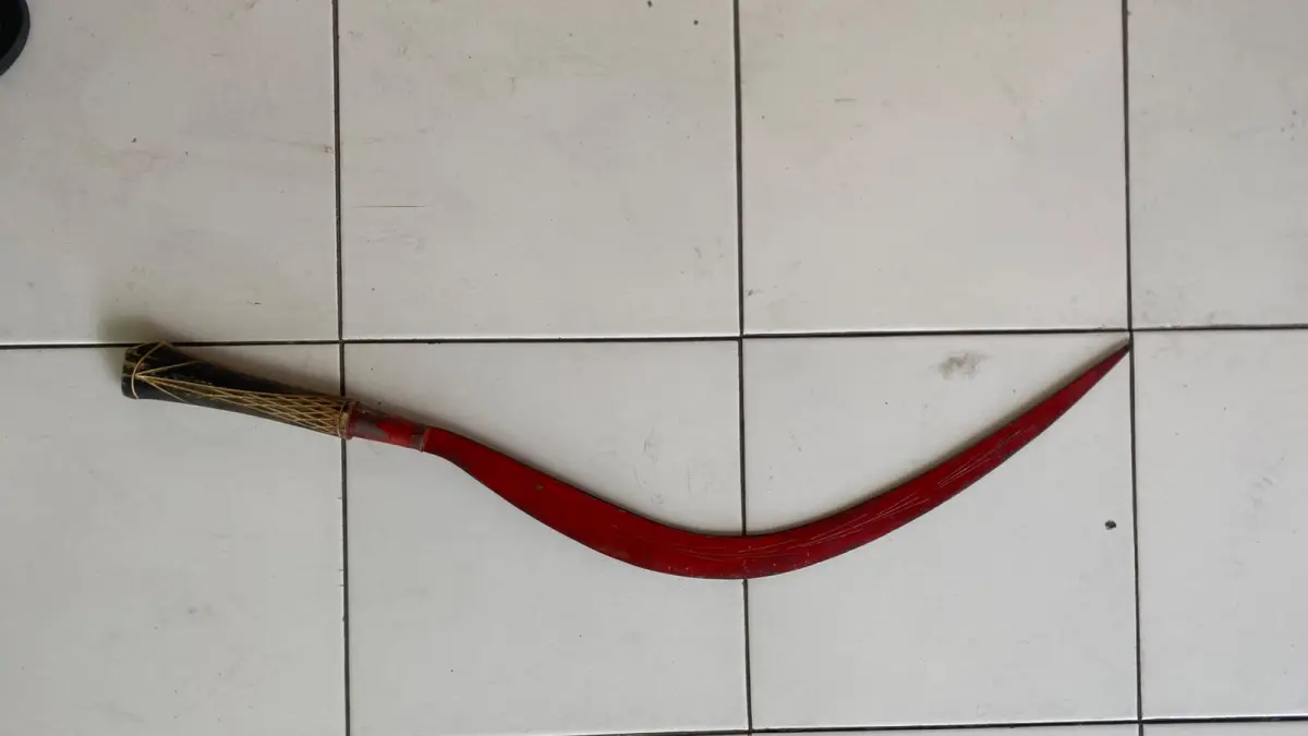Barang bukti clurit yang dibawa oleh pelaku. (Dokumentasi Polresta Sleman)