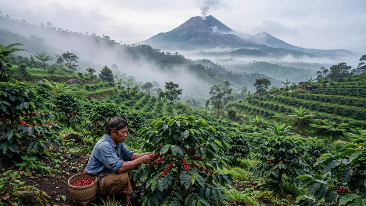 Ilustrasi Kopi yang dibudidayakan di kawasan lereng Gunung Merapi.