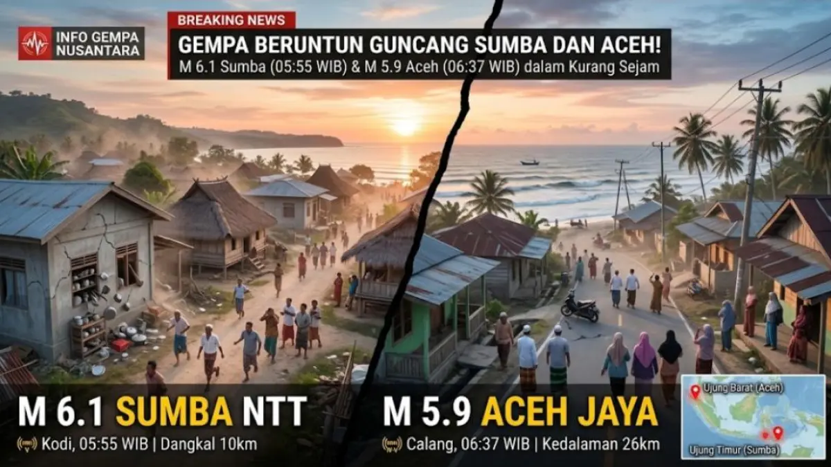 BMKG Catat Gempa Dangkal di Sumba Barat Daya dan Calang Aceh Jaya. (AI Image Generator)