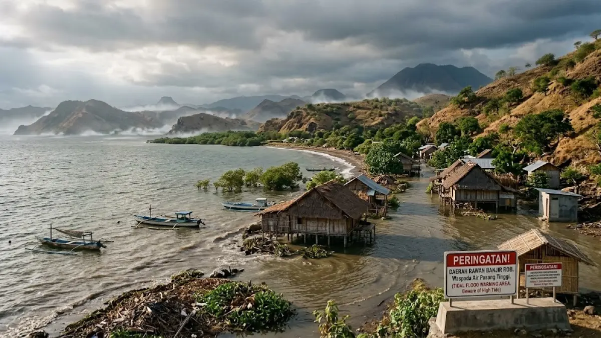 Ilustrasi kawasan pesisir Nusa Tenggara Timur yang berpotensi terdampak banjir rob.