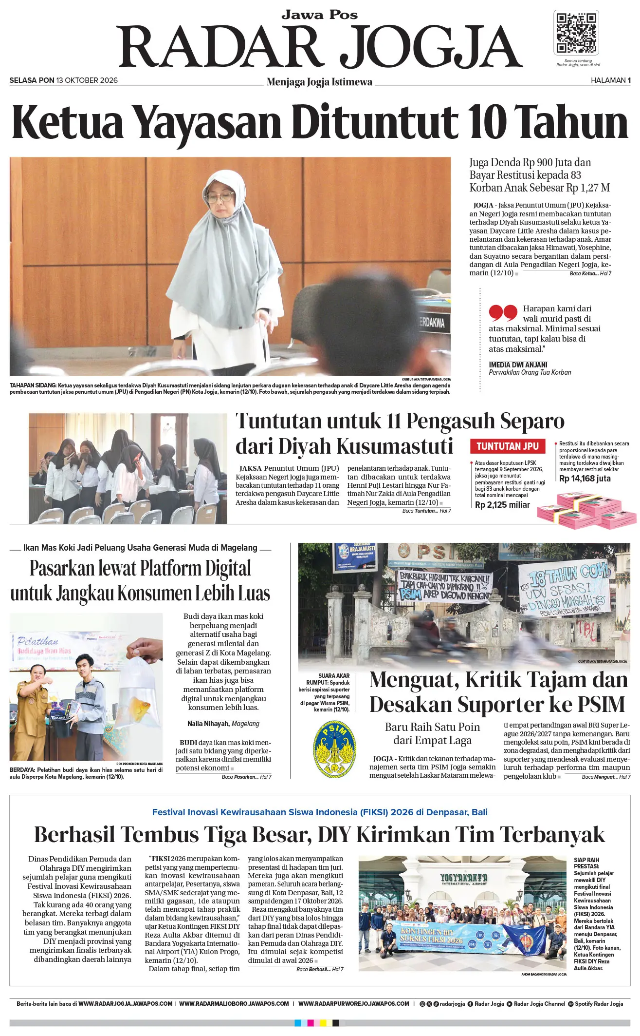 Radar Jogja edisi Selasa, 13 Oktober 2026