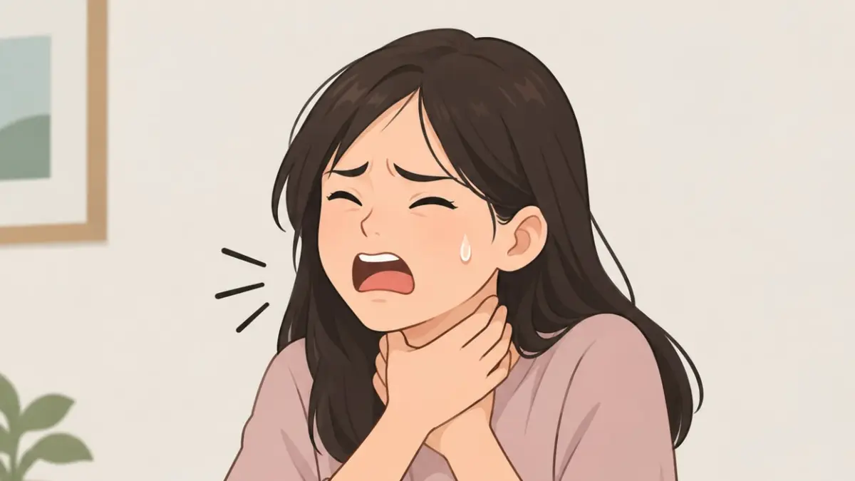 ilustrasi tersedak. (AI Generated)
