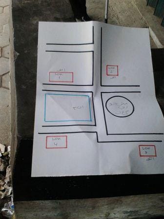 Peta yang ditemukan di tas yang juga berisi bom rakitan di Tegalrejo, Selasa (27/12) pagi.