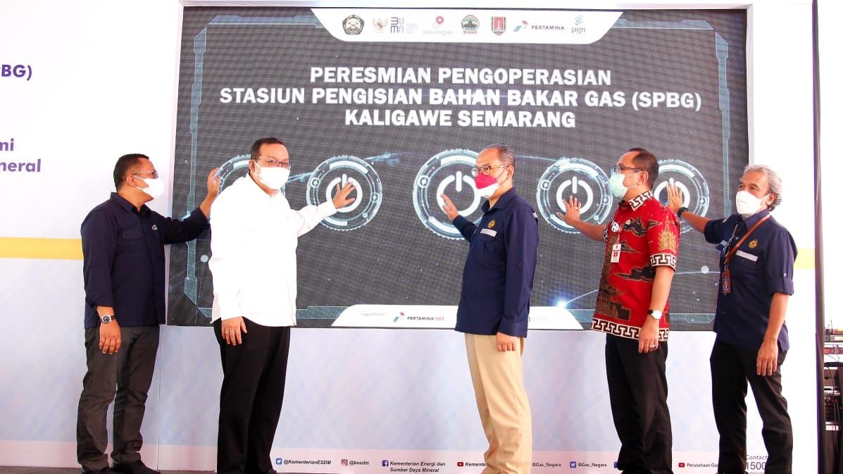 RESMI: Pertamina secara resmi mengoperasikan Stasiun Pengisian Bahan Bakar Gas (SPBG) yang berkapasitas 1 MMSCFD atau setara dengan 30.000 liter premium per hari (lsp). (DOKUMENTASI PERTAMINA)