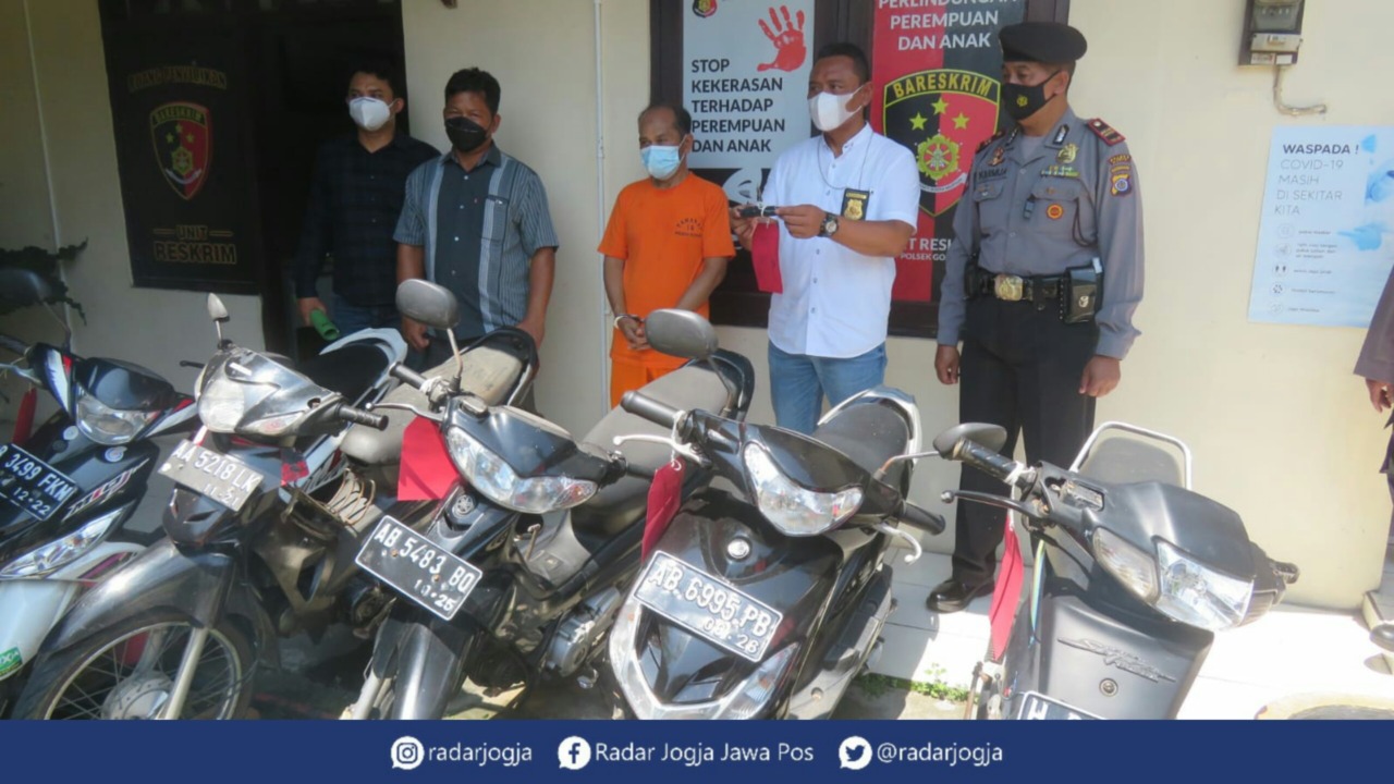 ALIBI : Berdalih diperbolehkan agama, Pujilan atau akrab disapa Syech nekat mencuri enam kendaraan bermotor di halaman masjid. (DWI AGUS/RADAR JOGJA)