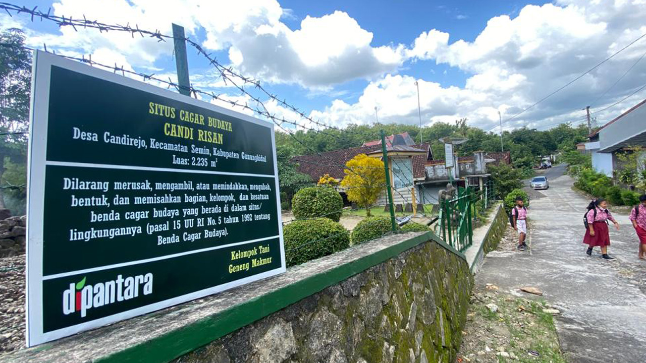 PENINGGALAN - Candi Risan di Padukuhan Risan, Kalurahan Candirejo, Kapanewon Semin belum lama ini.(ISTIMEWA)