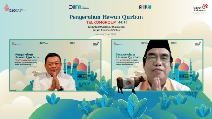 BERBAGI : Dalam rangka memperingati Hari Raya Idul Adha 1443H sekaligus sebagai wujud berbagi dan kontribusi kepada masyarakat, Telkom salurkan lebih dari 900 hewan kurban. (ISTIMEWA)