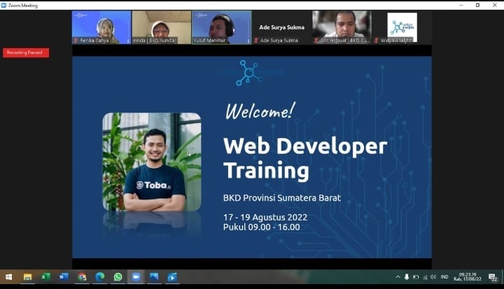 BELAJAR : Widya Analytic Gelar Kelas Web Development Diikuti BKD Sumatera Barat. (ISTIMEWA)