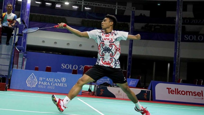 LINCAH: Suryo Nugroho, 27, mahasiswa baru Universitas Mercu Buana Yogyakarta (UMBY) saat berlaga di ASEAN Para Games XI 2022 di Solo.(HUMAS UMBY FOR RADAR JOGJA)