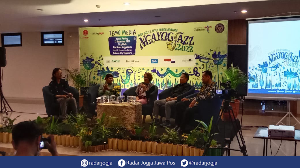 SIAP : Jumpa pers terkait kegiatan Ngayogjazz dilaksanakan di Hotel Alana Jalan Palagan Sleman, Kamis (17/11). (ANNISSA KARIN/RADAR JOGJA)